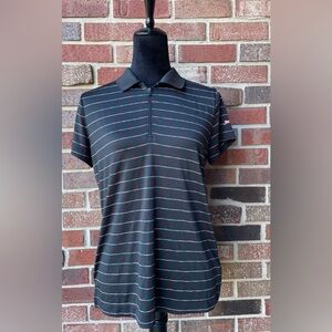 Slazenger Womens Multicolor Striped Short Sleeve 1/4 Zip Polo Golf Shirt Size M